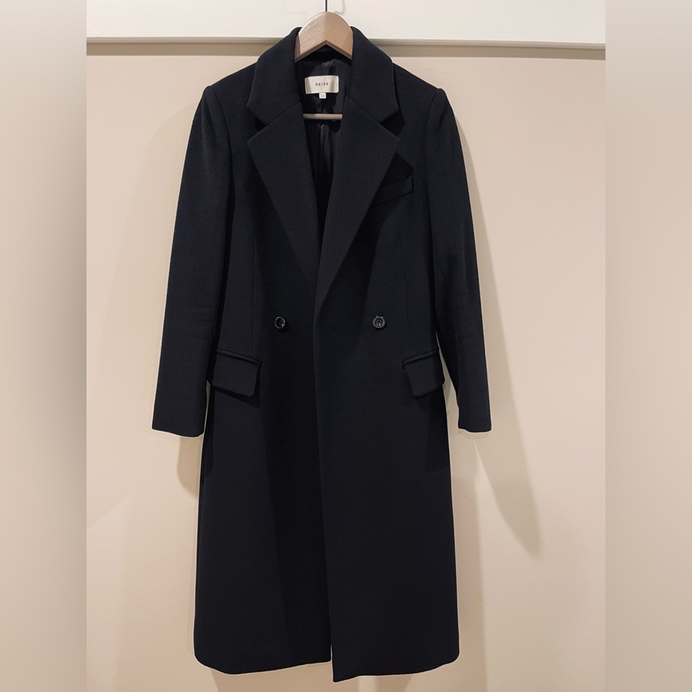 Reiss Sabel Wool Longline Coat Black